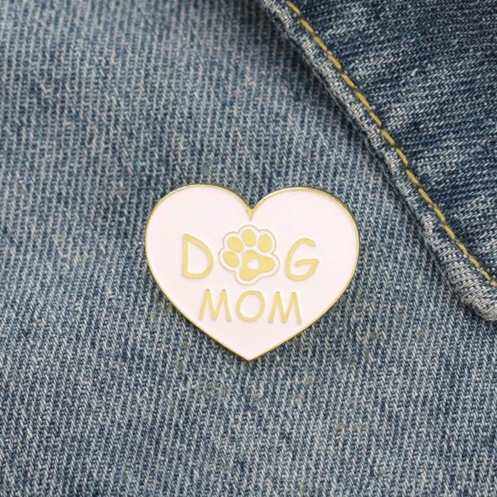 Dog Mom Pink Heart Pin